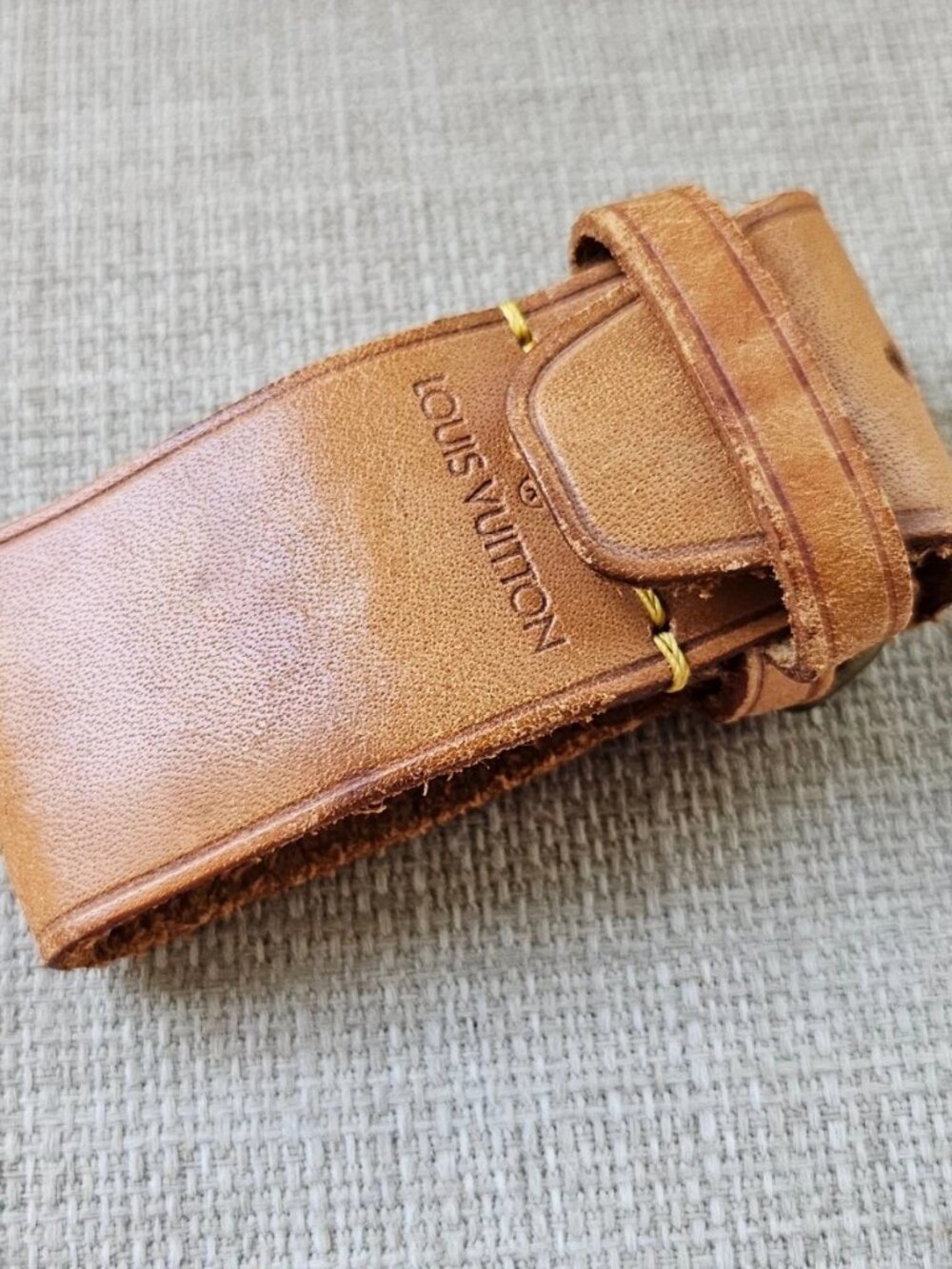 Vintage Louis Vuitton Powanie Handle Fixed Tan Genuine Leather Made in Spain
